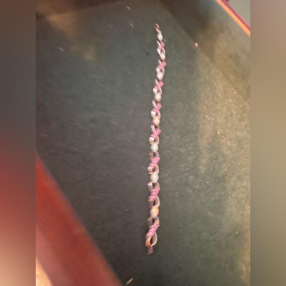 Elegant Pink and Silver Women's bracelet size 6 and a half inch